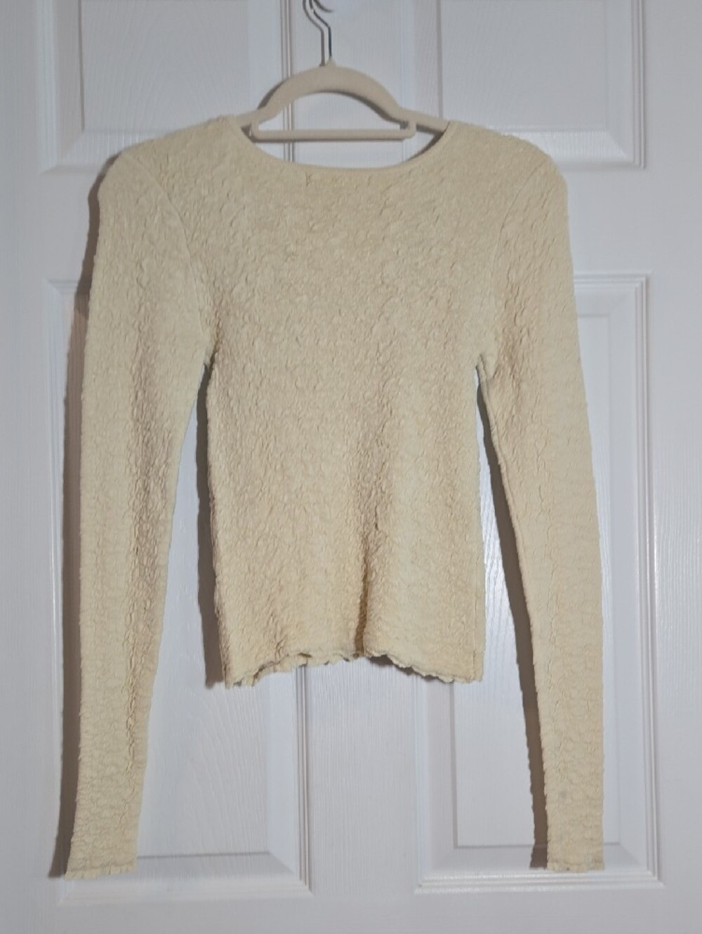 NATURAL LIFE Cream Textured Long Sleeve Scoop Top Size Small - Picture 4 of 5